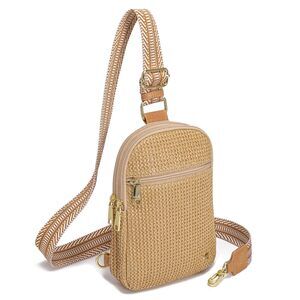 3432 Faux Straw Crossbody Bags RFID Summer Raffia Sling Bag Beach Vacation